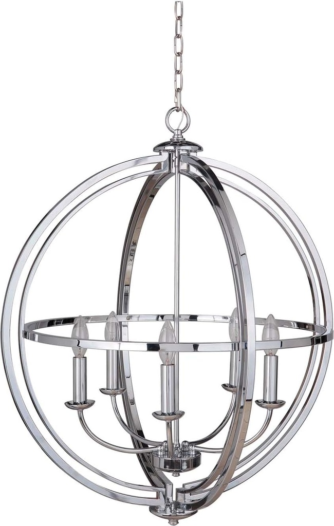 Craftmade 40135-CH Berkeley Globe Foyer Pendant Lighting, 5-Light 300 Watts (26"W x 30"H), Chrome
