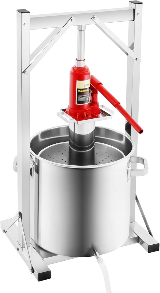 5.81 Gal Fruit Press, 22L Stainless Steel Fruit Wine Press, Hydraulic Jack Juicer Hand Squeezer, Fruit Wine Press, Hydropress Cider Grape Press Crusher Grinder Apple Juice Maker