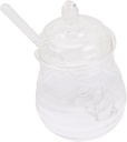 1Set Transparent with Lidded Container and Stirring Rod for Kitchen Storage Honey Dispensing and Food Preservation Practical Design for Honey Lovers