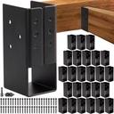 Concealed Joist Hanger Brackets – 24 Pack, Heavy Duty Hidden Flange Connectors, Black Powder-Coated Steel for Joist, Beam, Pergola, Deck, Timber Frame Construction (24 PCS)