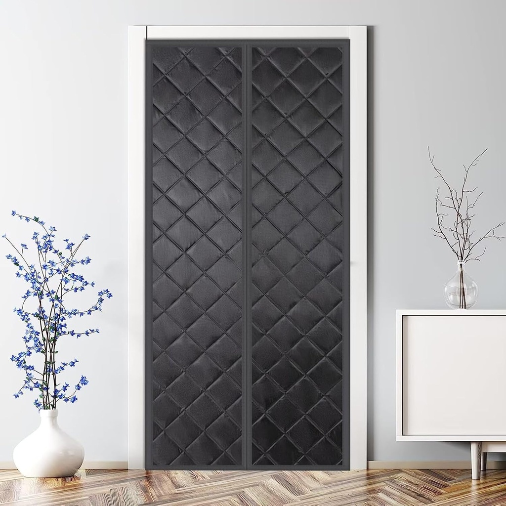 Magnetic Door Curtain, Center Opening, Automatic Closing Door Screen Cover, Windproof, Keep Warm in Winter for Temporary Door, W125xH180cm(49x70inch)