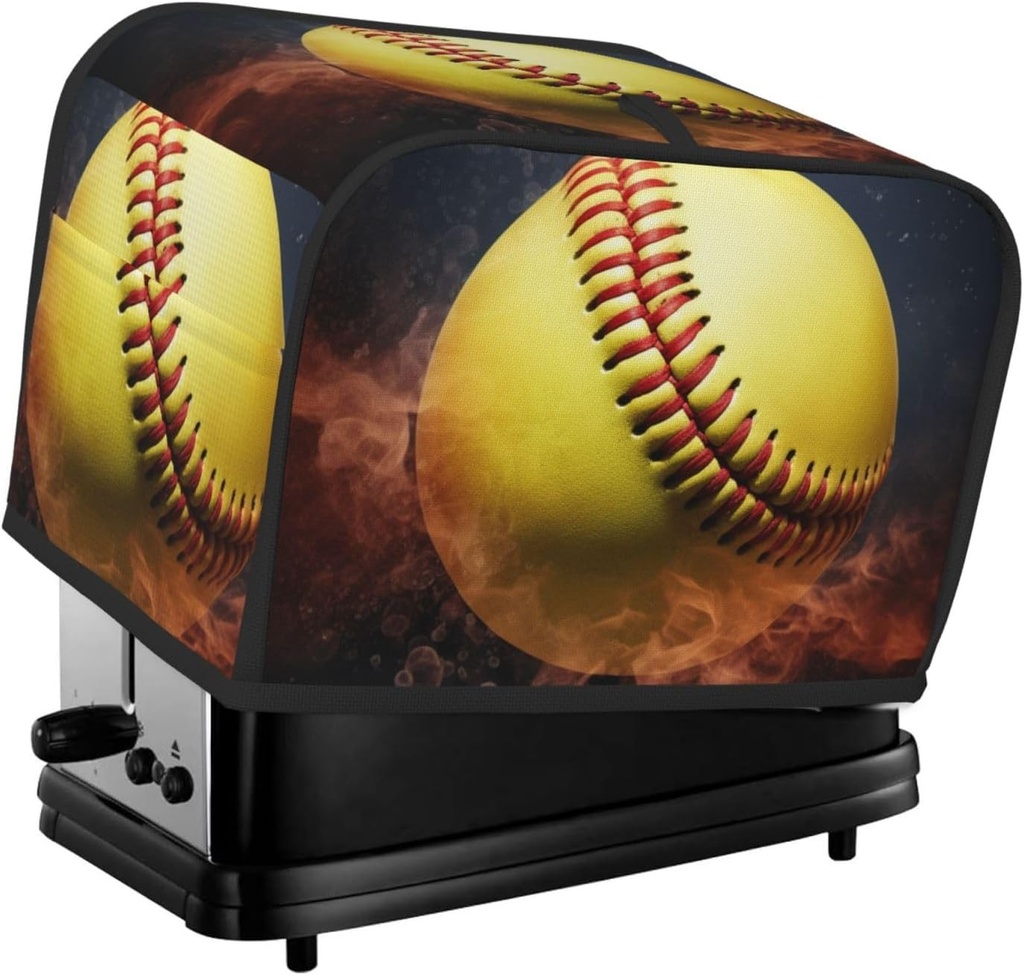 Softball Toaster Cover 2 Slice, Bread Machine Covers Quilted Toaster Dust Cover Universal Size Kitchen Small Appliance Cover With Top Handle