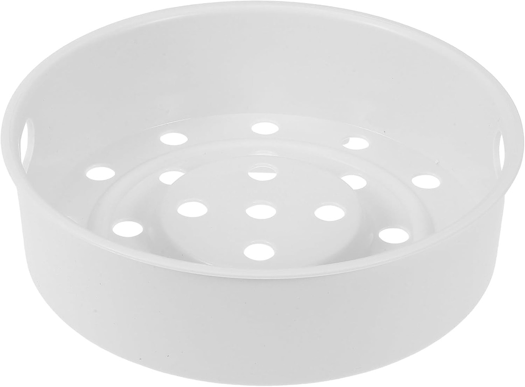 VOSAREA Steamer Basket Plastic Steaming Rack 1.6L Steaming Stand Basket White Steam Basket Insert Vegetable Food Steamer Steam Tray for Rice Cooker Warmer Cookware (6.41X6.41X1.97in)