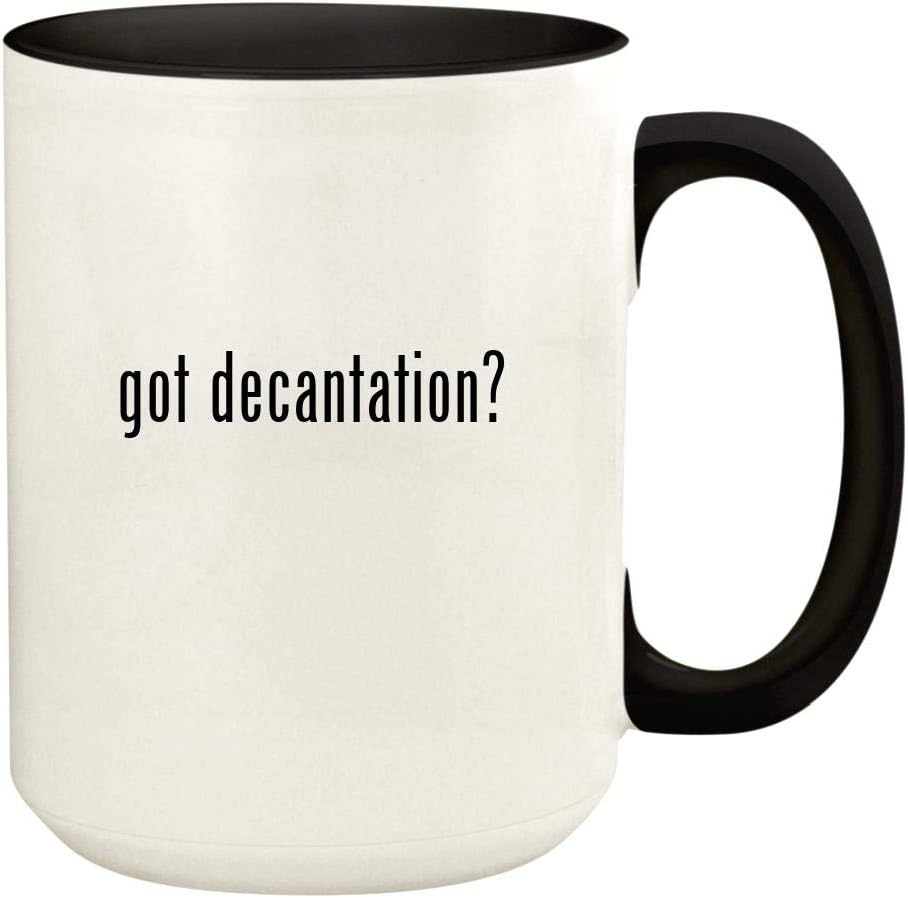 got decantation? - 15oz Ceramic Colored Handle and Inside Coffee Mug Cup, Black