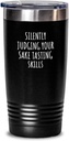 Silently Judging Your Sake Tasting Skills Tumbler Funny Gift Idea For Hobby Lover Fan Quote Gag Joke Insulated Cup With Lid Black 20 Oz