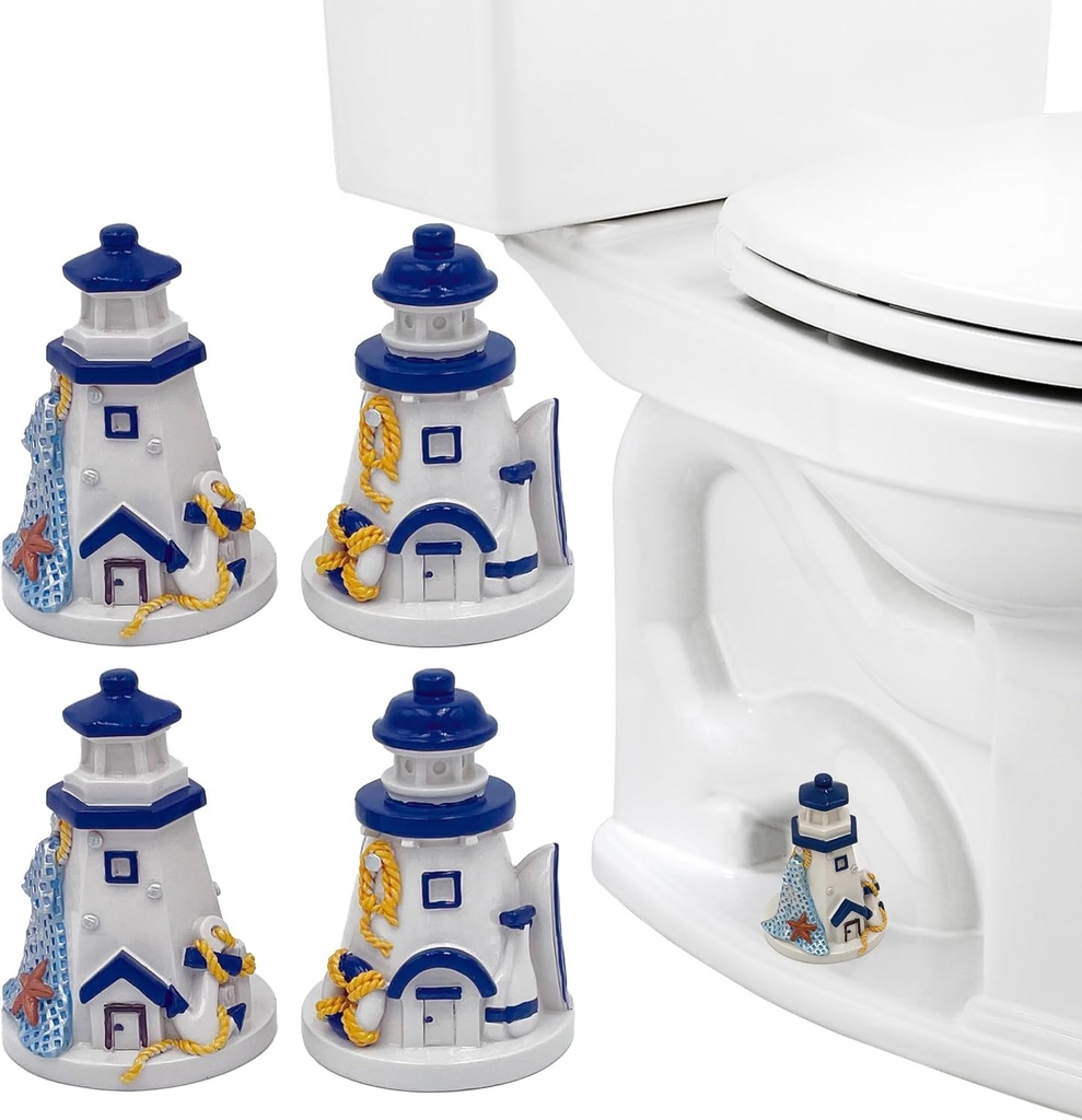 4-Pack Lighthouse Toilet Bolt Covers Decorative Toilet Bolt Caps Toilet Caps for Bottom of Toilet (Marine style)