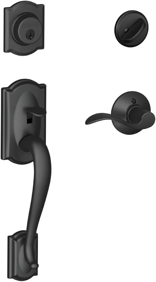 SCHLAGE Camelot Single Cylinder Handleset and Right Hand Accent Lever, Matte Black (F60 CAM 622 Acc RH)