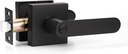 KNOBWELL 1 Pack Privacy Door Handles Interior, Matte Black Door Levers with Lock, Modern Heavy Duty Square Door Locks for Bedroom and Bathroom, Keyless Door Knob