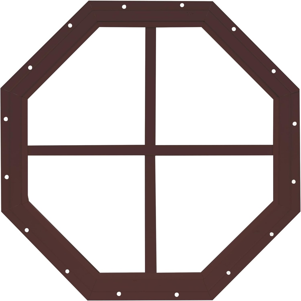 Shed Window 14"" Octagon Gable Flush Mount Brown, Tempered Glass, for Sheds, Playhouses, and Chicken Coops 1 PK (WOCT14BR-BX1)