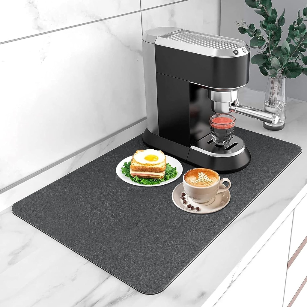 Grey 12"x19" Drying Coffee Bar Mats, Super Absorbent and Quick Drying, Perfect for Kitchen Counter and Under Coffee Maker - 1Pcs