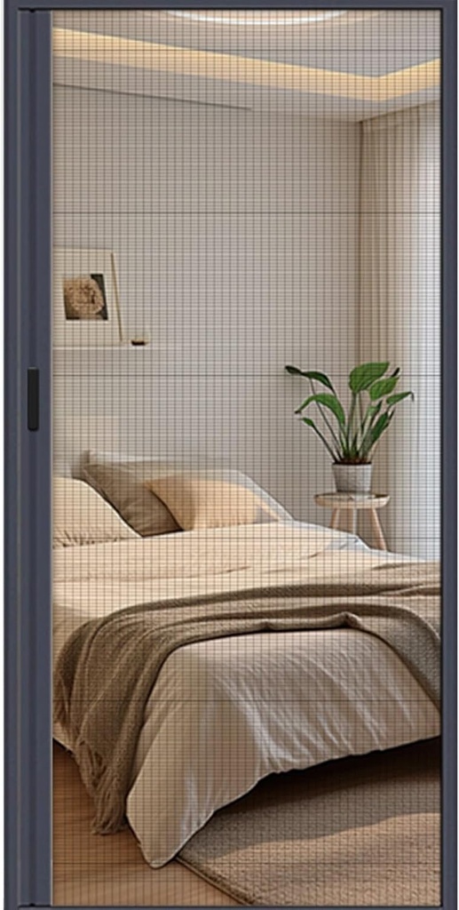 23.6x76.8in Retractable Door Screen Magnetic Closure - Space-Saving Sliding Frame, Easy Install Folding Panel, Customisable Colour Cover and Curtain Ideal for Bedroom, Kitchen, Patio, Living Room