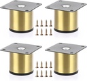 OwnMy 4PCS 2 Inch Stainless Steel Furniture Legs Feets Metal Cabinet Desk Legs, Golden Round Metal Furniture Risers Coffee Table Replacement Legs Heavy Duty Sofa Legs TV Stand Legs Dresser Chair Legs