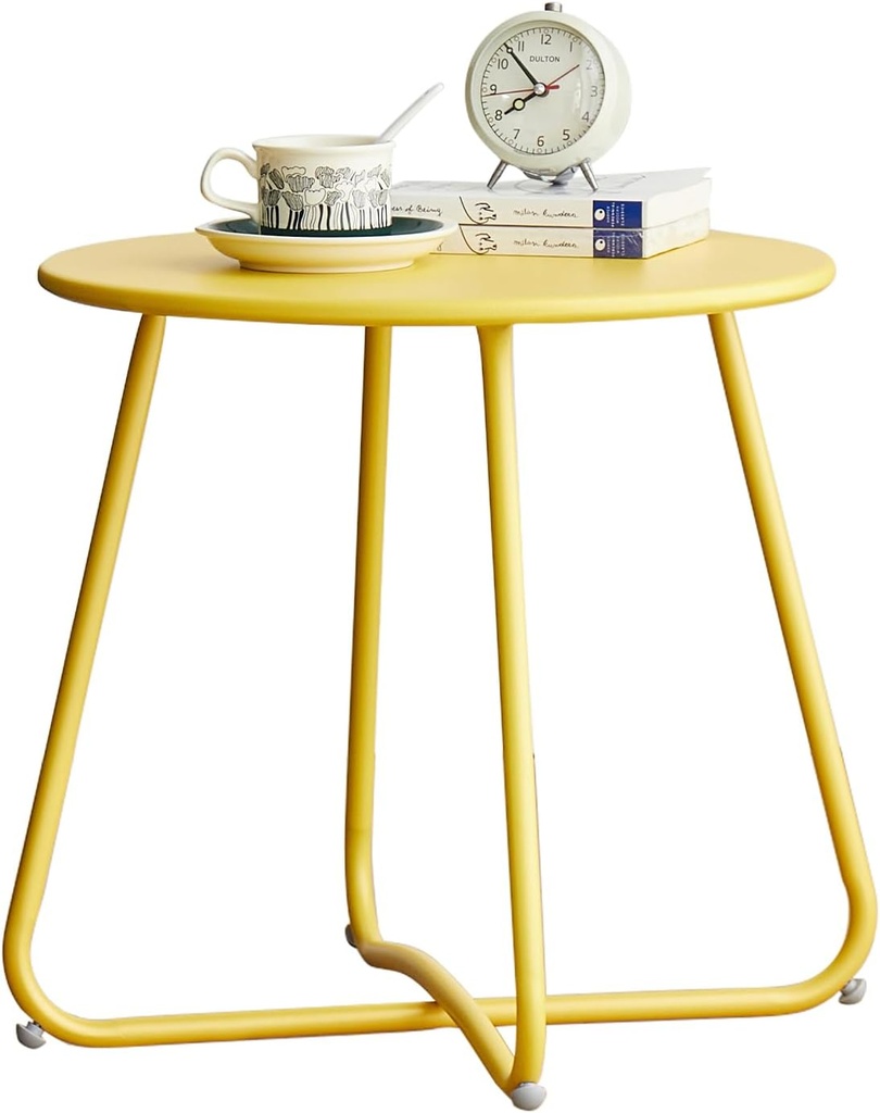 Modern Outdoor Side Tables, Patio Small Side Table, End Table for Garden Balcony Yard, Yellow