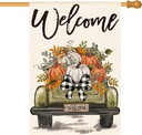 AVOIN colorlife Fall House Flag 28x40 Inch Double Sided Outside, Autumn Pumpkins Truck Rustic Yard Outdoor Flag