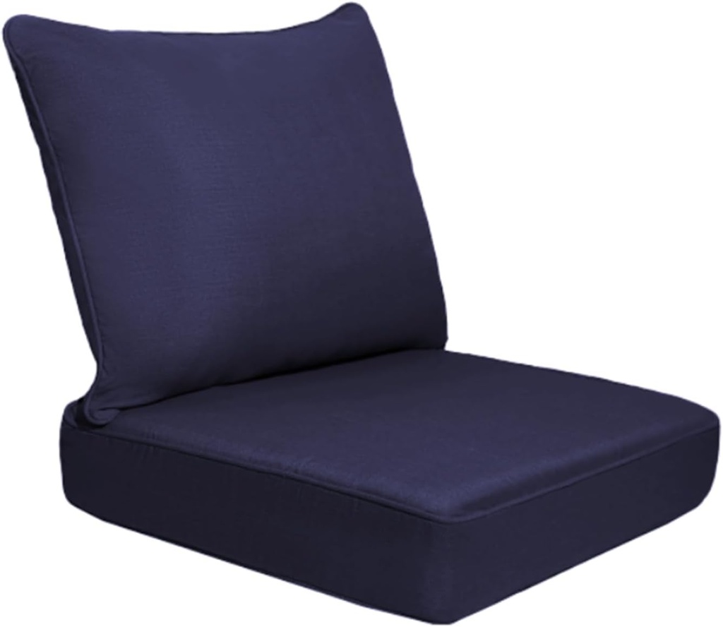 24" x 24" Patio Cushion Set Waterproof Outdoor Sectional Cushions Fade Resistant Seat and Pillow with Removable Cover for Patio Furniture, Blue