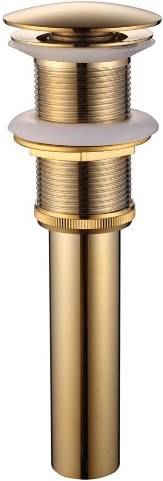 Bathroom Faucet Vessel Sink Lavatory Vanity Pop Up Sink Plumbing Stopper Without Overflow, Fit for US Standard Drain Hole(1.57-1.9 inches), Brushed Gold