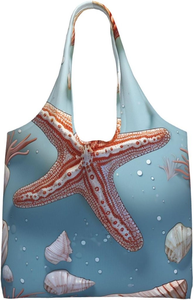 Shell Starfish Canvas Tote Bag Reusable Grocery Bags Shopping Bags Large Canvas Bags with Handles