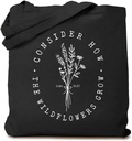 TSIIUO Consider How The Wildflowers Grow Christian Canvas Tote Bag Woman Religious Reusable Shopping Bag Funny Gifts