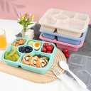 Bento box, 4 snack containers with 6 compartments, reusable meal preparation containers, lightweight lunch containers for children and adults, Stackable, Work, and Travel(Wheat(Green/Blue/Pink/Beige))