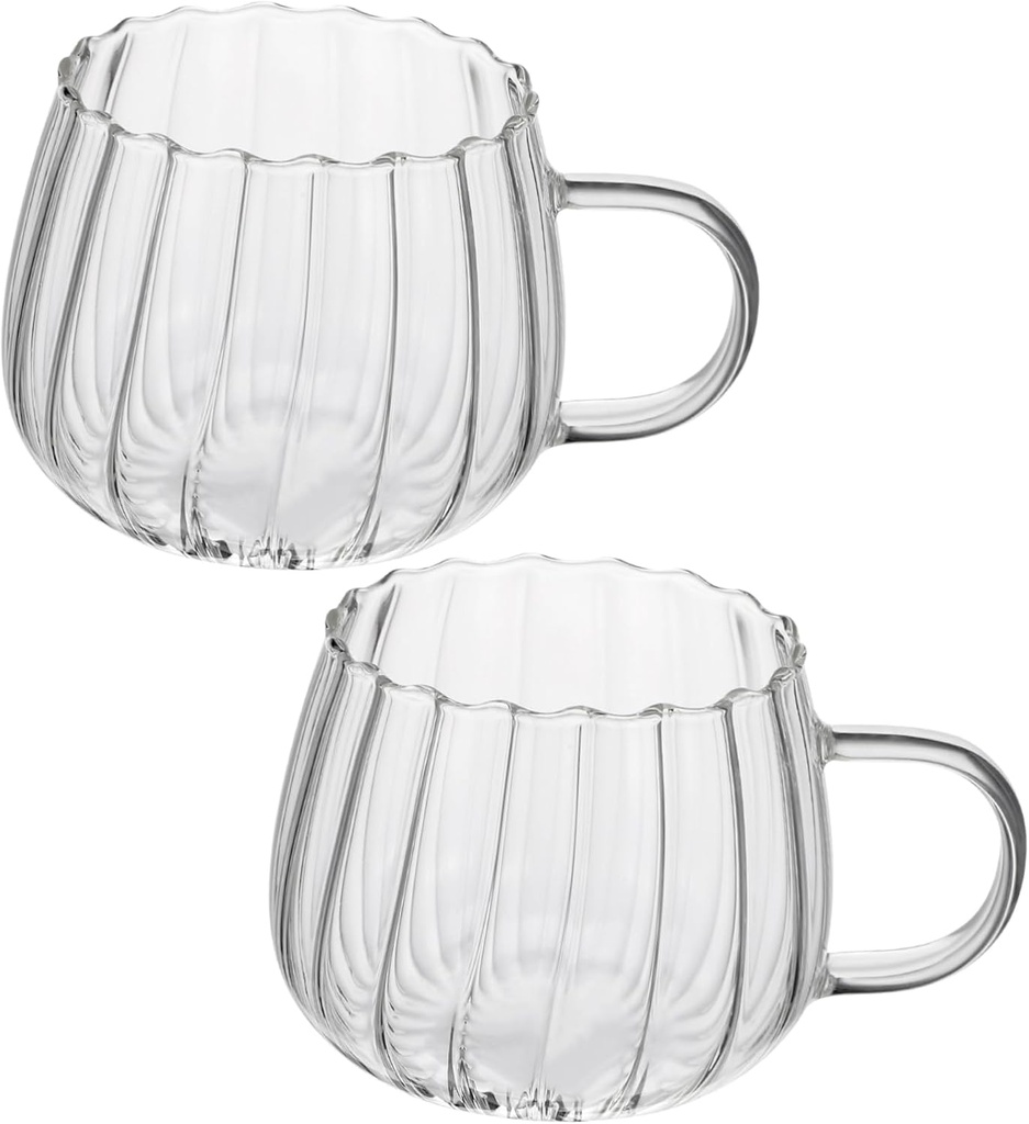2pcs Transparent Glass Mugs with Handle Clear Breakfast Coffee and Cups for Home Catering and Events Easy to Clean for Entertaining