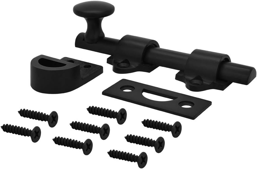 Nuk3y Heavy Duty Solid Brass Dutch Door Surface Bolt (4", Black)