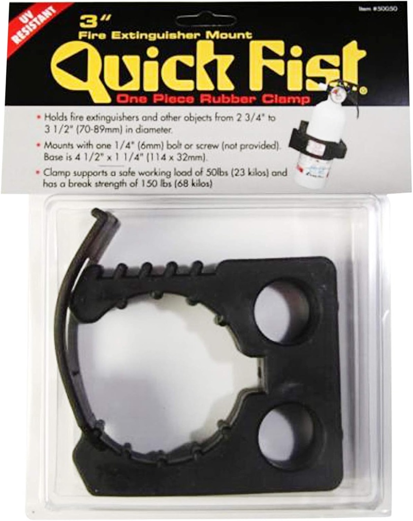 3" Quick Fist Clamp for mounting tools & equipment (Size: 2-3/4 Inch To 3-1/4 Inch Clamping Diameter; 4-1/2 Inch x 1-1/4 Inch Mounting Area), Black