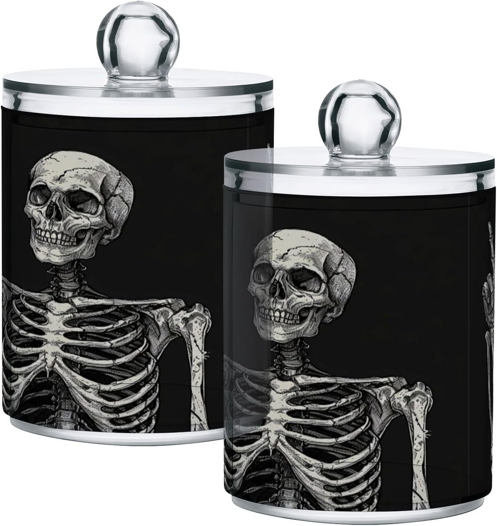 Halloween Skull 4PC Airtight Transparent Plastic Storage Jar Food Storage Container Plastic for Food Herbs Tea etc with Storage Lid easy to use and clean With lid Easy To Use