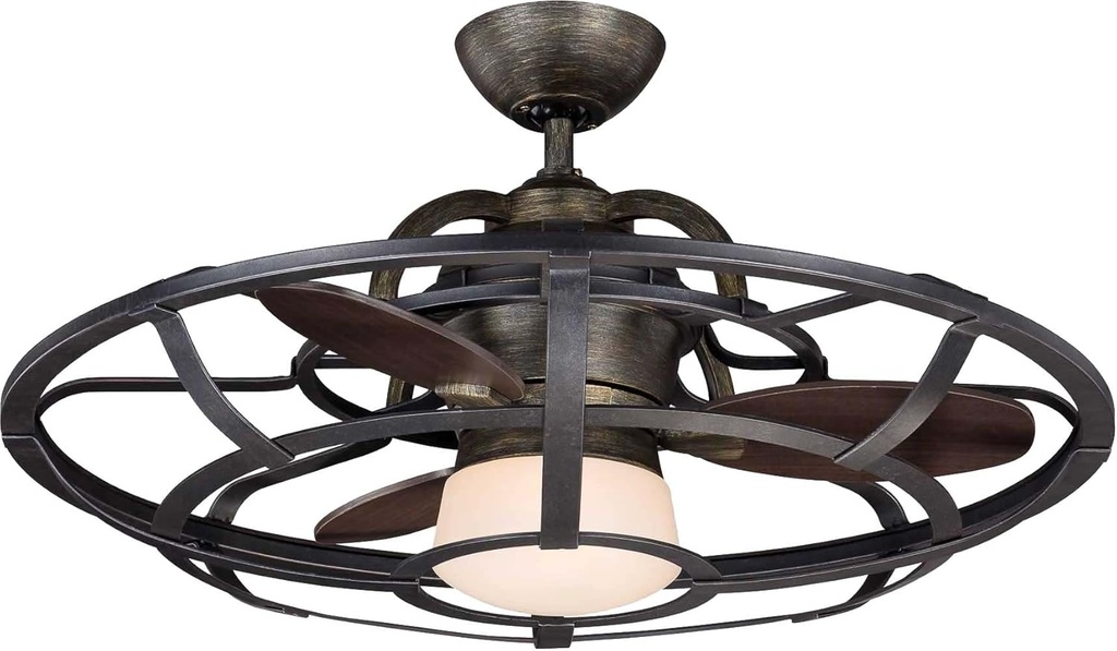 Savoy House 26-9536-FD-196 Alsace Industrial 30" Fandelier Ceiling Fan with Lights, Integrated LED Chandelier Fan with Remote Control, Reclaimed Wood