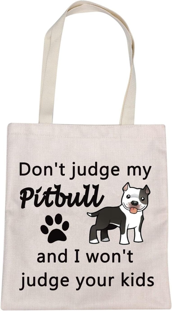 MBMSO Pitbull Tote Bag Pitbull Dog Lovers Gifts Pitbull Mom Gifts Pitbull Owner Gifts Don't Judge My Pitbull Shoulder Bag (Pitbull tote bag)