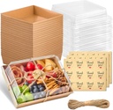 Kucoele 7 x 5 Inches Large Charcuterie Boxes with Clear Lids, 25 Pack Disposable Bakery Dessert Boxes, To Go Food Containers for Pastries, Chocolate Strawberries, Sandwiches, Cookies (Brown)