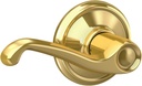 Schlage F10 FLA 605 Flair Door Lever, Hall & Closet Passage Lock, Bright Brass