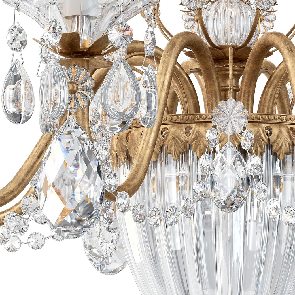 Schonbek Signature 1248-26A, Bagatelle 8 Light 26.5in x 29in Chandelier in French Gold with Clear Swarovski Spectra Crystals