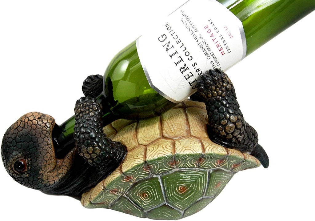 Ebros Drunken Coastal Sea Turtle Tortoise Wine Bottle Holder Caddy Figurine As Home Kitchen Wine Cellar Decorative Storage Organizer Wild Aquatic Animals Turtles Terrapins Tortoises Decor (2)