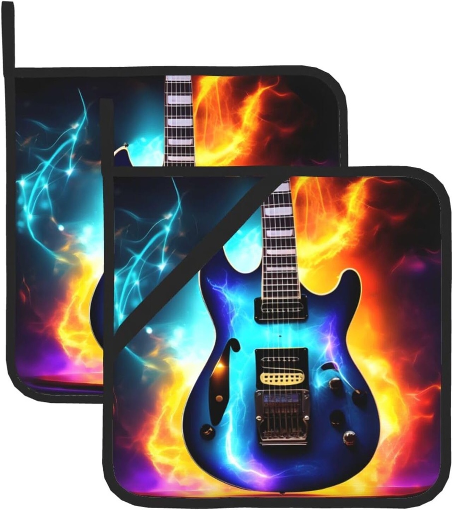Magic Electric Guitar Print Oven Pot Holder, Pot Holders for Kitchen,Hot Pads,Heat Resistant Potholder,for Cooking Baking