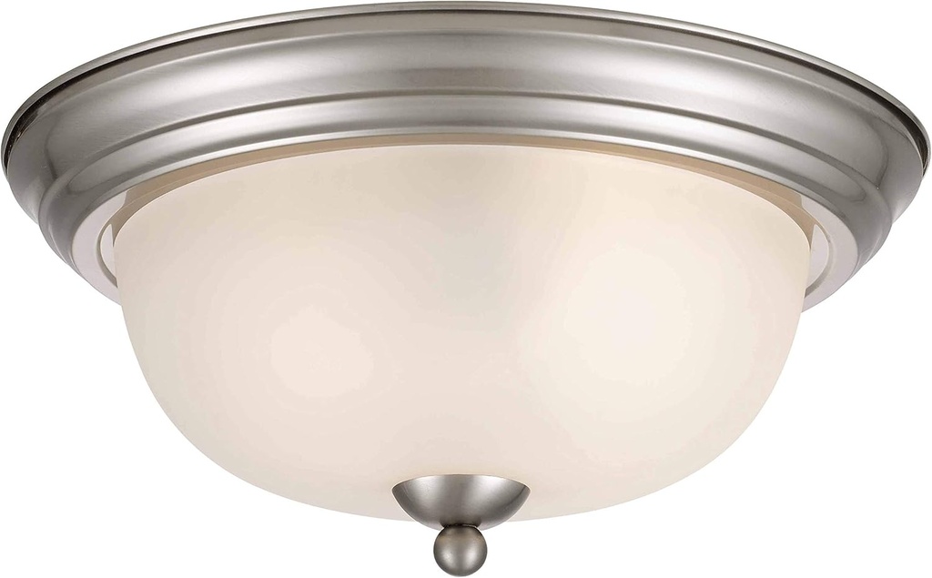 Joel Modern 2-Light Flush Mount Ceiling Light Fixture with Etched Glass Shade for Hallway, Entryway, Passway, Dining Room, Bedroom, Garage, Kitchen, Balcony, Living Room