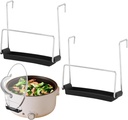 EMVANV Slow Cooker Lid Holder for Cooking, 2pcs Stainless Steel Pot Rack With Silicone Sink, Keeps Countertop No Mess (Black)