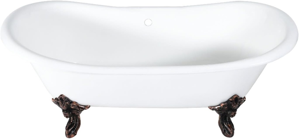Kingston Brass VCTNDS7231NL5 Aqua Eden Clawfoot Tub, 71-5/8 Inch (L) x 29-3/4 Inch (W) x 27-3/4 Inch (H), White/Oil Rubbed Bronze