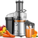 GDOR Powerful 1200W Juicer Machine, 3.2" Wide Chute, Titanium-Enhanced Blade, Heavy-Duty Copper Motor, Dual Speed Centrifugal Juice Extractor, BPA-Free, Silver