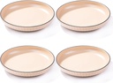 Ceramic Plate Set of 4 for Desserts, Salads, Appetizers, 7 Inch Dinner Plates Microwave, Oven and Dishwasher Safe, Kitchen Porcelain Plates (Beige)