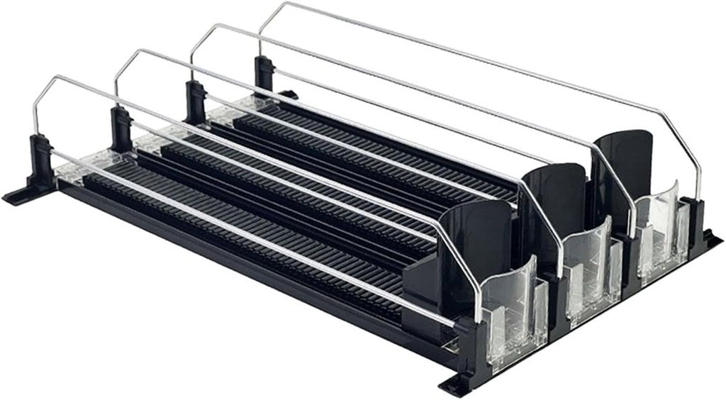 Generic Refrigerator Drink Holder with Adjustable Shelves for Home And Office Use, 3 row black