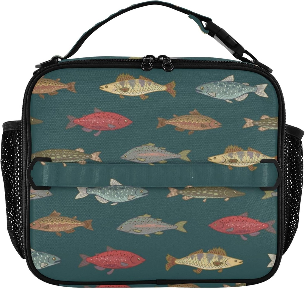 Fish Pattern Kids Lunch bag Insulated Lunch Box Mini Cooler Back to School Meal Tote Bag for Girls Boys