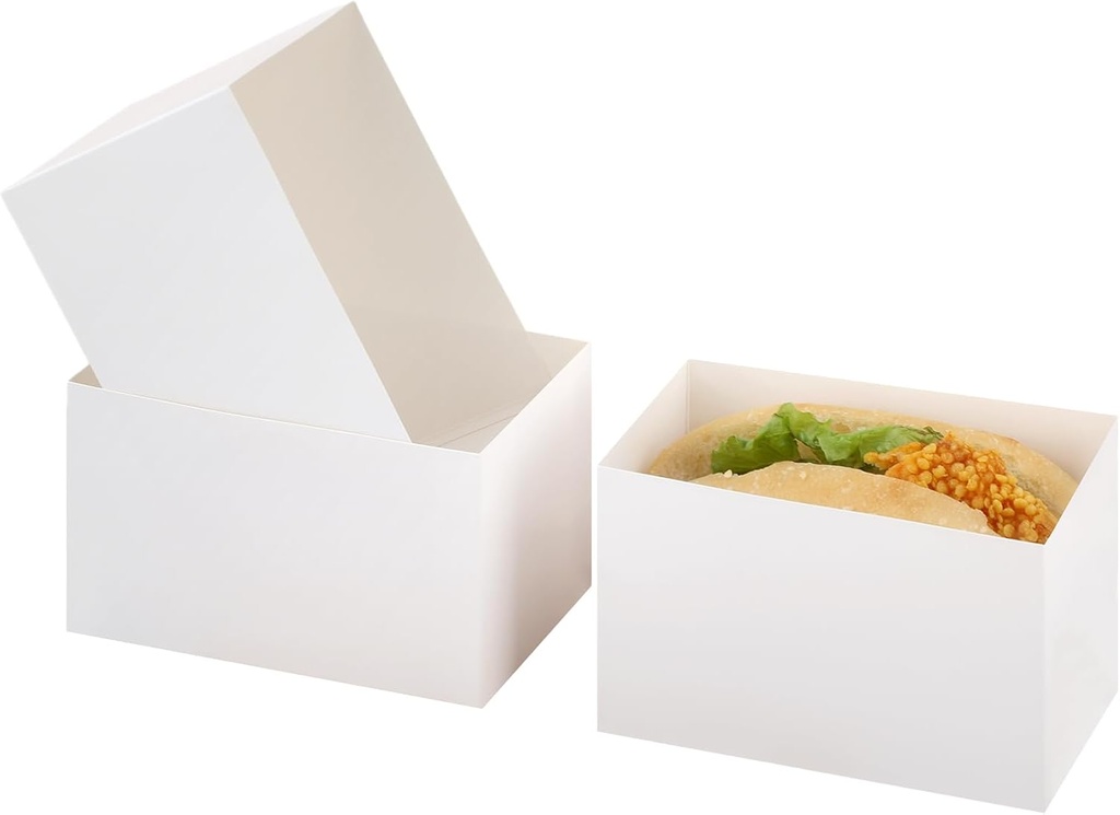 60 Pieces Paper Sandwich Boxes Take Out Containers 4.7x3.1x2.8 Inch Sandwich Cake Boxes for Toast, Donuts, Burgers(White)