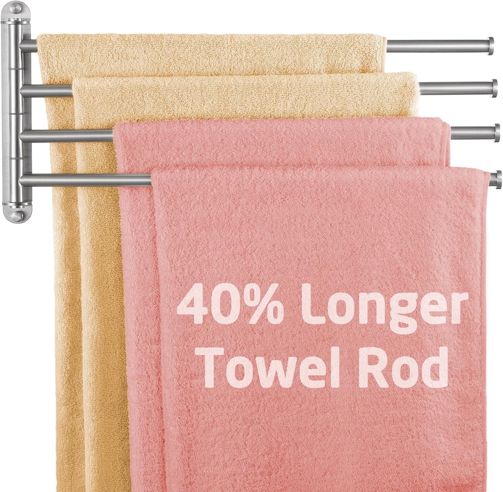 KES Extra Long Swivel Towel Bar 19.5" 4-Arm, Swing Out Towel Rack for Bathroom Wall, Hand Towel Holder for Multiple Towels, SUS304 Stainless Steel Brushed Finish, A2103S4L50-2
