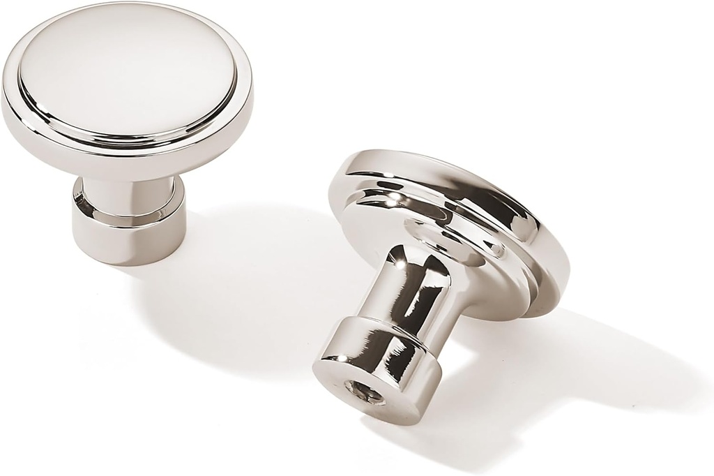 20 Pack Polished Nickel Cabinet Knobs 1-1/4 inch, Jasper Pulls Solid Dresser Knobs Drawer Knobs Kitchen Cabinet Knobs Single Hole Knob for Cabinets and Drawers Round