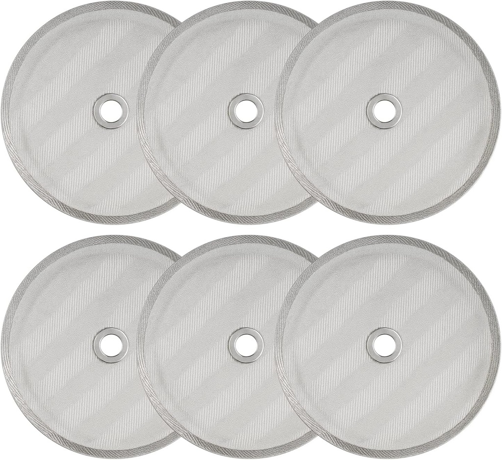 6 Pack French Press Replacement Filter Screens - 4 Inch Stainless Steel Mesh with Metal Center Ring for 34 Oz, 1000ml, 8 Cup French Press Coffee and Tea Makers
