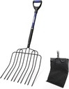 10-Tine Pitch Fork for Gardening, Heavy Duty Manure & Mulch Fork with Fiberglass Handle, Wide Bedding Hay Fork for Compost, Farm, 45 Inch