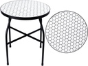 VCUTEKA Mosaic Outdoor Side Table - Small Patio Table Coffee Outside Accent Tables Round End Plant Tables for Bistro Balcony Porch Outdoor Benches 14'' White