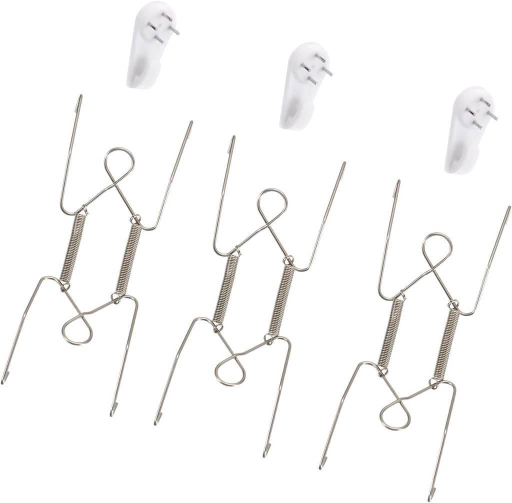 Plate Hanger - 3 Pack Invisible W Type Wall Plate Hangers with 3 Pack Hook Fits for Decorative Plates and Arts - Stainless Steel Vertical Plate Holders - (6-inch, Silver Tone)