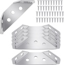 Quacc 6 PCS Stainless Steel Furniture Corner Connectors, Corner Braces with Screws, Trapeziform Angle Brackets for Chairs Drawers, Cabinets, Tables (Silver)