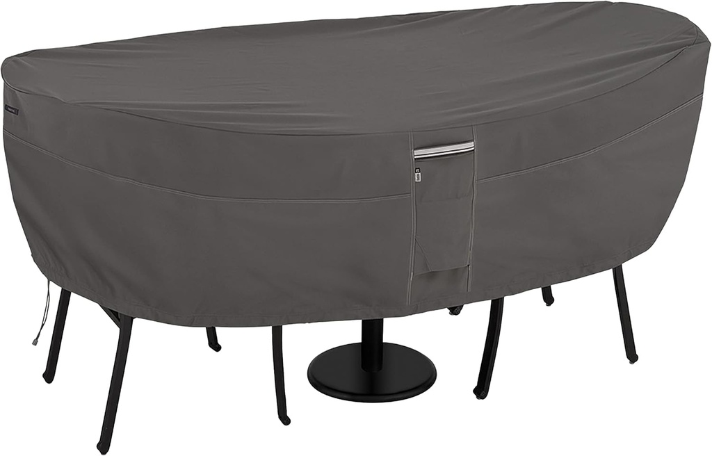 Classic Accessories Ravenna Water-Resistant 30 Inch Round Bistro Patio Table & Chair Set Cover, Outdoor Table and Chair Cover